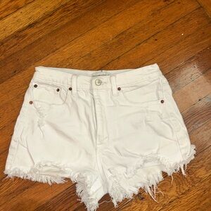 Abercrombie & Fitch White Frayed Jean Shorts